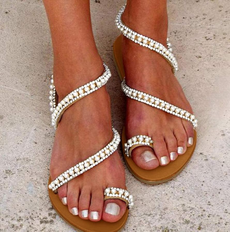 Swankiss☆ribbon perl sandal Forever